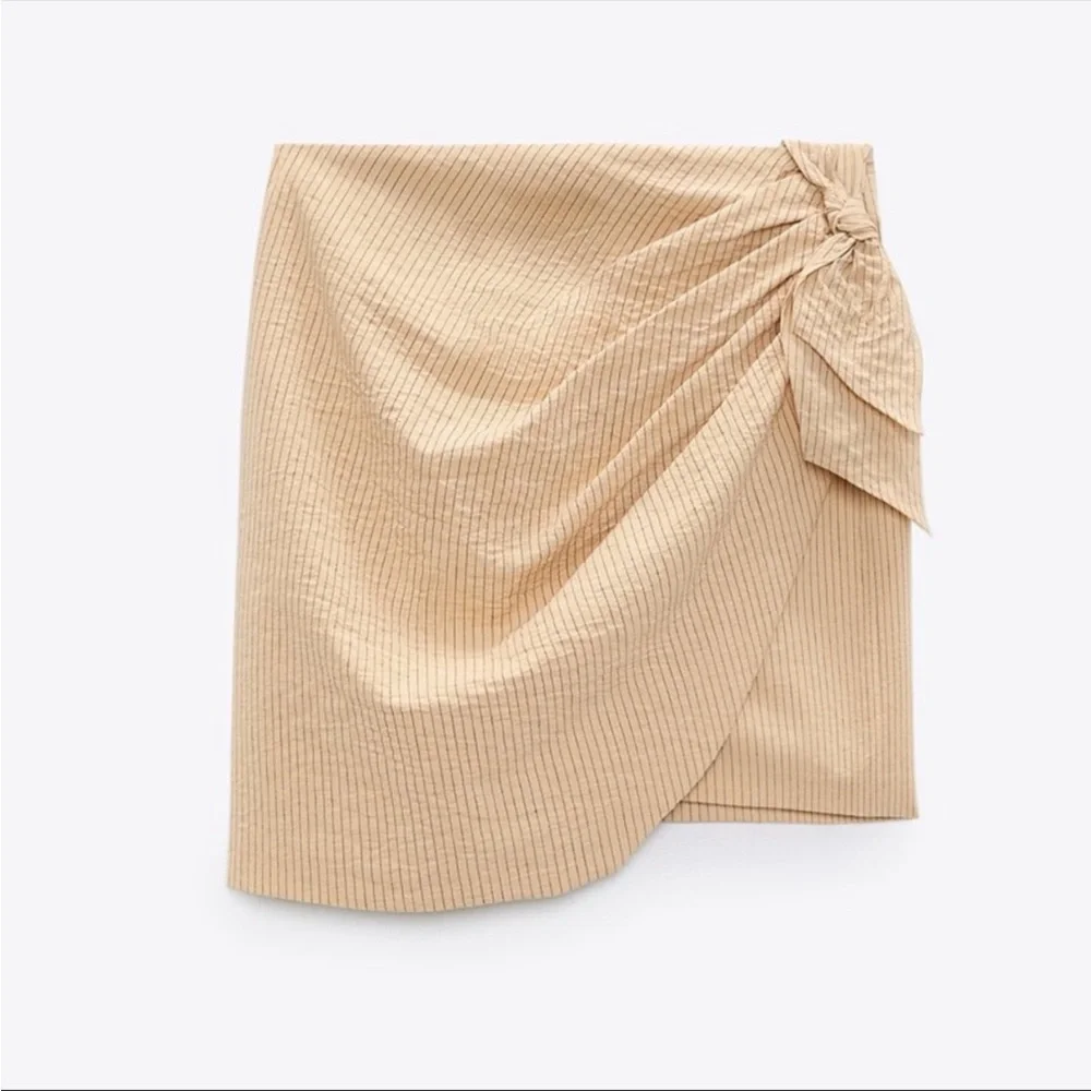 Zara Striped Wrap Tie Side Mini skirt Size XS - Picture 2 of 6